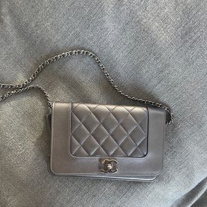 Chanel mini bag with chain.